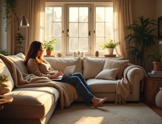 homeowner creating warm inviting spaces for cozy home comfort