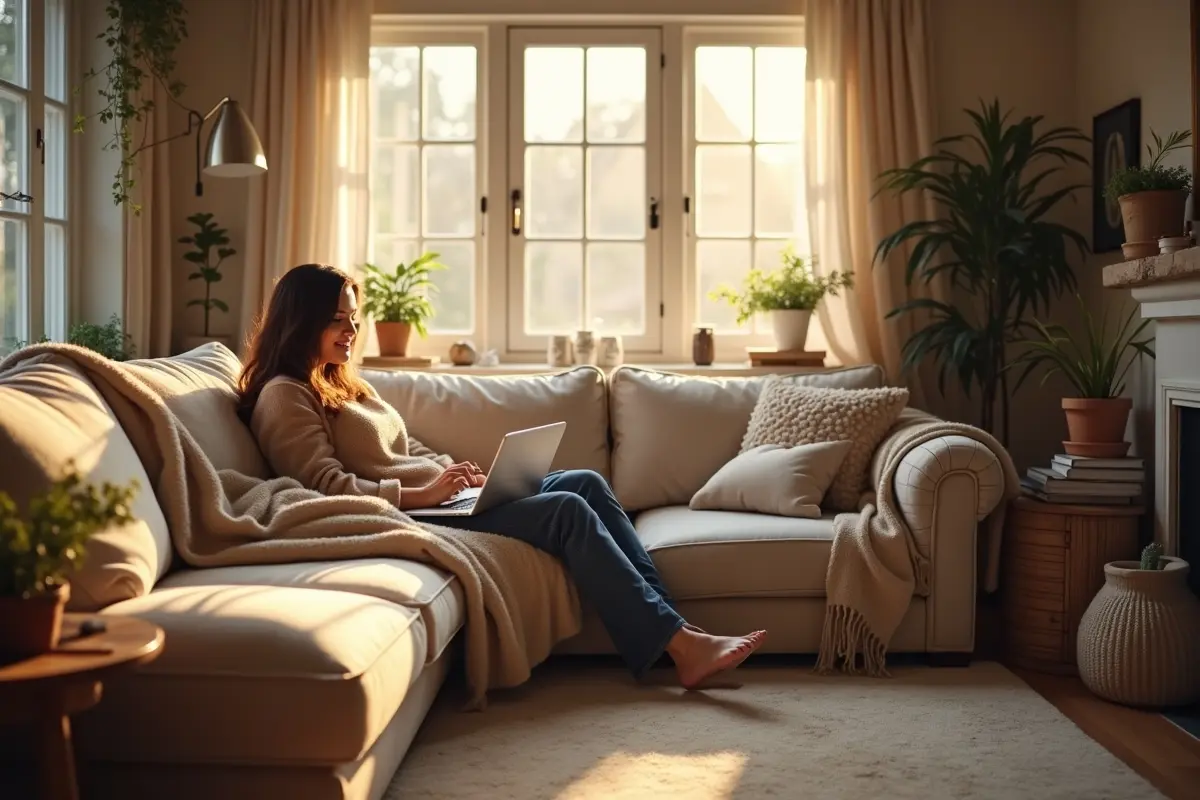 homeowner creating warm inviting spaces for cozy home comfort