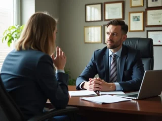 car accident victim consulting attorney about legal options and compensation