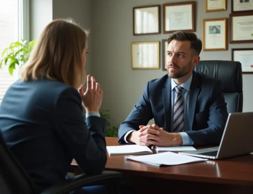 car accident victim consulting attorney about legal options and compensation