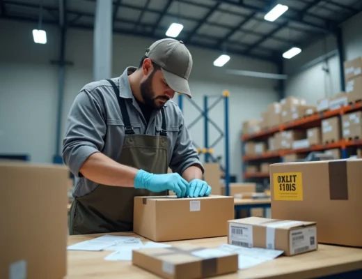 worker preparing packaged goods for reliable and timely delivery service