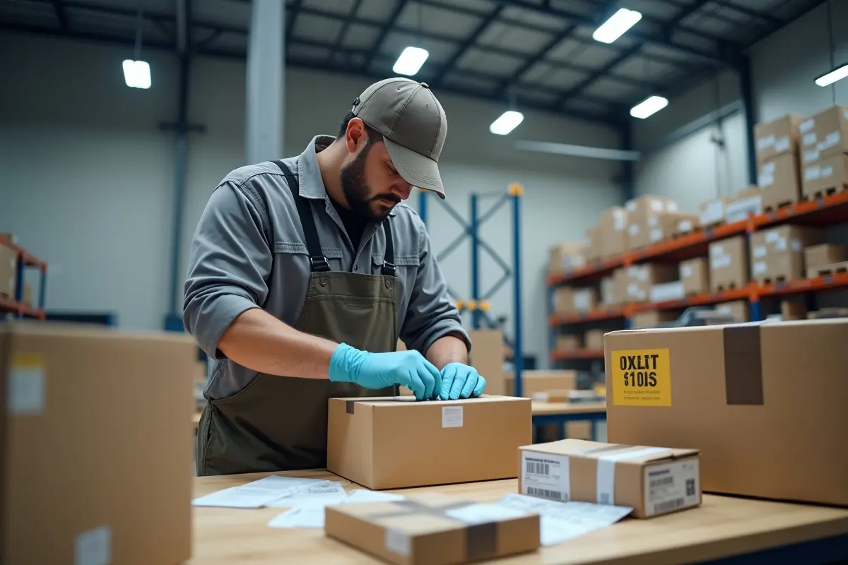 worker preparing packaged goods for reliable and timely delivery service